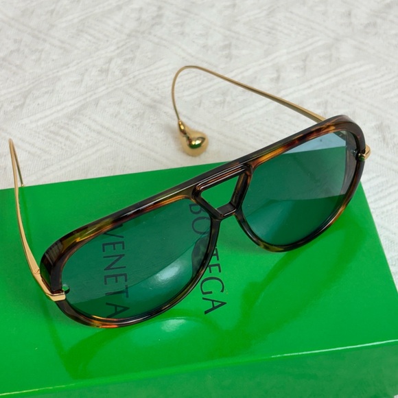 Bottega Veneta Tortoise Shell Sunglasses with Gold Accents